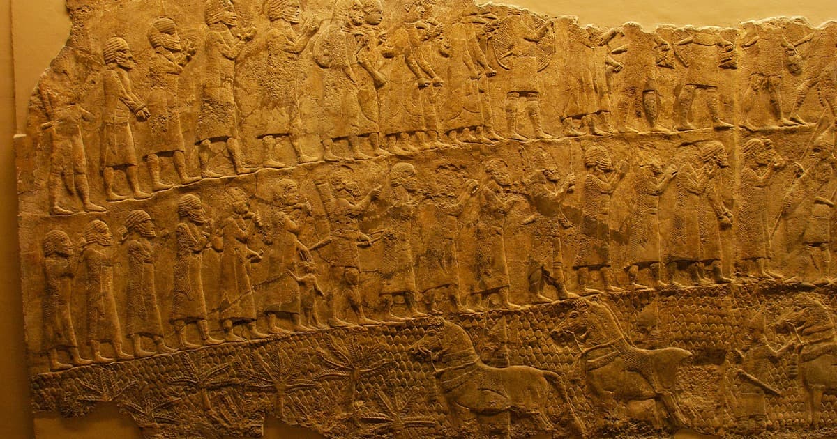 Siege of Lachish relief from Sennacherib’s palace showing rams, archers, and captives